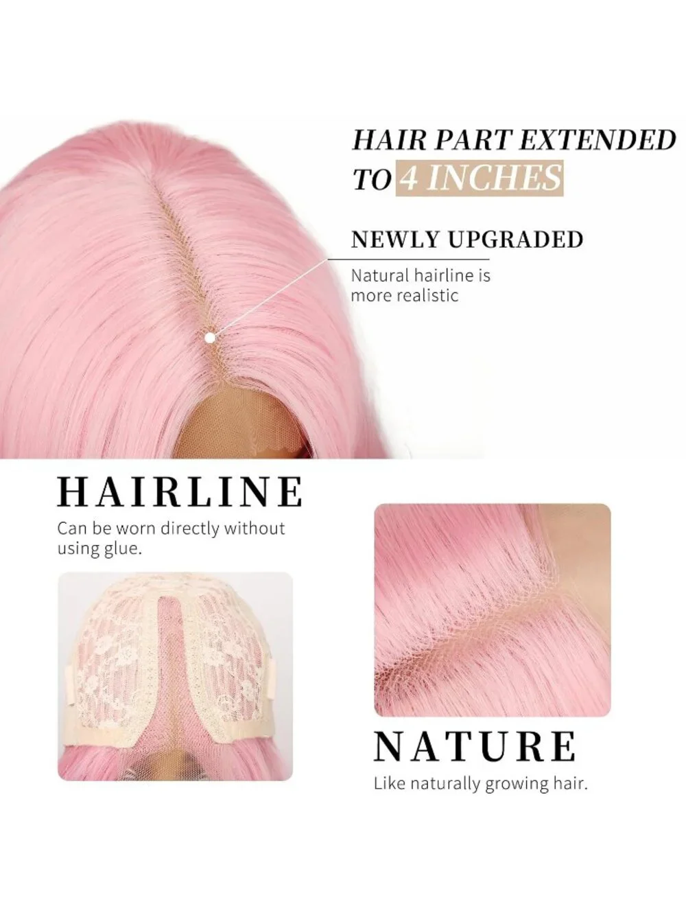 Women's Pink Lace Hairline 26 Inch Synthetic Heat Resistant Wavy Wigs